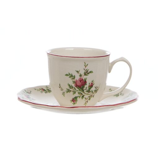 Set 2 Tazzine caffè con piattino Moss Rose Collection Blanc Mariclo