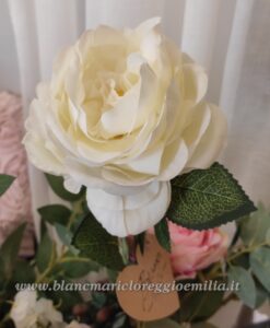 Rosa artificiale Blanc Mariclo colore Bianco
