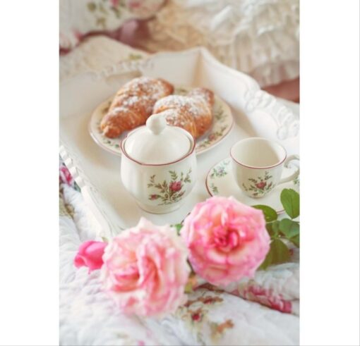 Set 2 Tazzine caffè con piattino Moss Rose Collection Blanc Mariclo