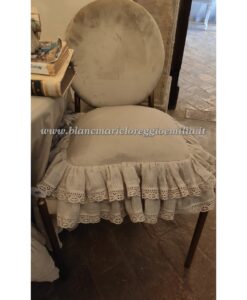 Cuscino misto lino con gale Blanc Mariclo Tiepolo Collection Beige