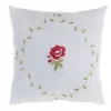 Cuscino cotone con rose ricamate Blanc Mariclo 45x45 cm