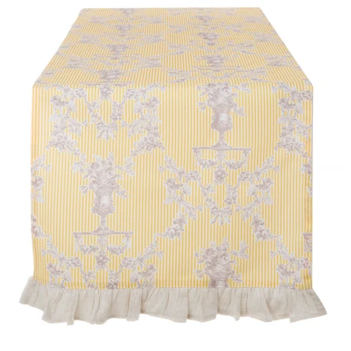 Runner con galetta Blanc Mariclo Toile de jouy Giallo