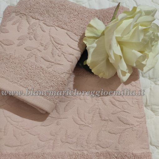 Coppia spugna Blanc Mariclo Jacquard Collection Rosa