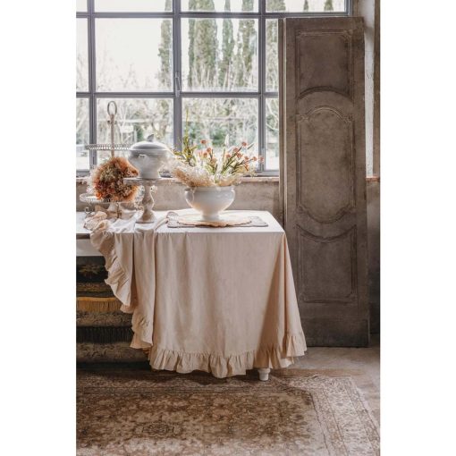 Tovaglia rettangolare con gala Blanc Mariclo Frill Collection Beige