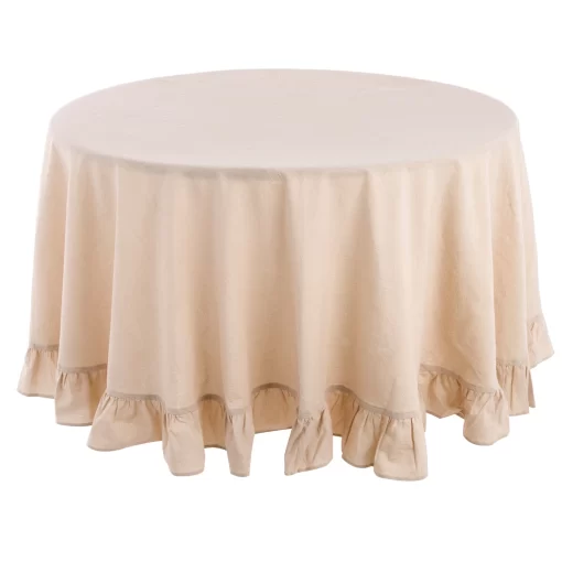 Tovaglia tonda con gala Blanc Mariclo Frill Collection Beige 180x180 cm