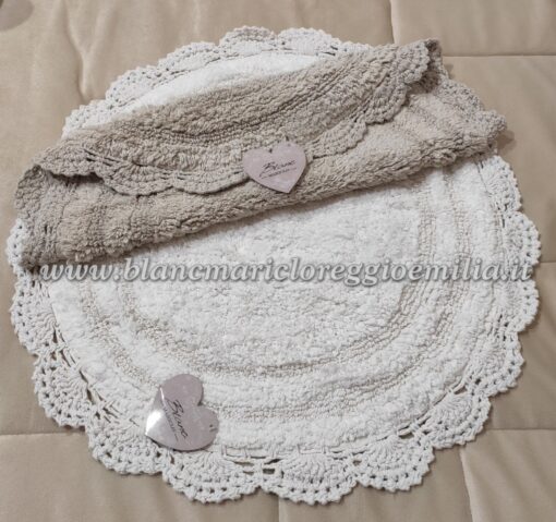 Tappeto tondo con crochet Blanc Mariclò Soft Neige Collection 50x50 cm Panna