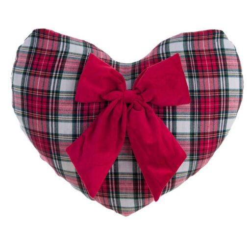 Cuscino cuore Tartan con fiocco Blanc Mariclo Ralph Collection 44x42 cm