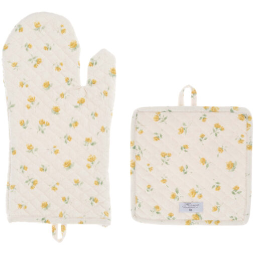 Set guanto e presina Blanc Mariclo Floret Collection Giallo