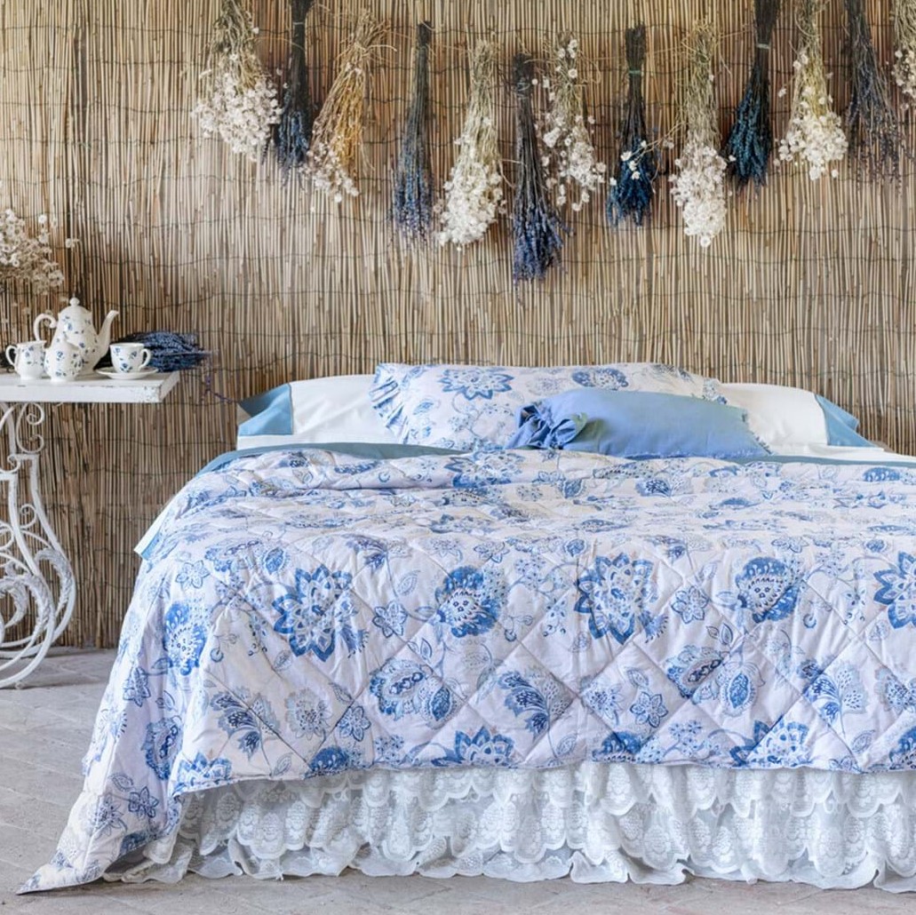 Trapuntino letto matrimoniale, double face blu/turchese - Bella Vita Store