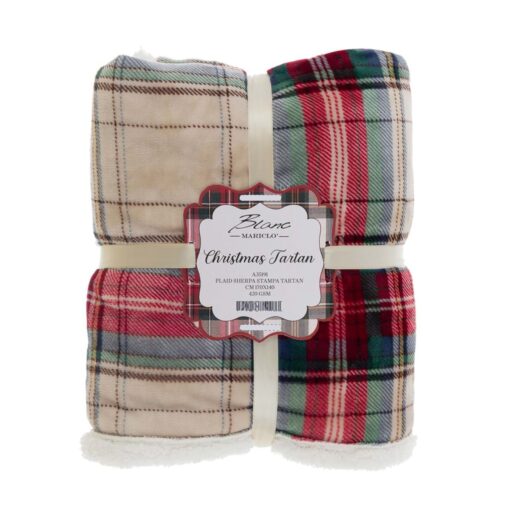 Plaid sherpa Blanc Mariclo Tartan Collection 420 gsm 140x170 cm