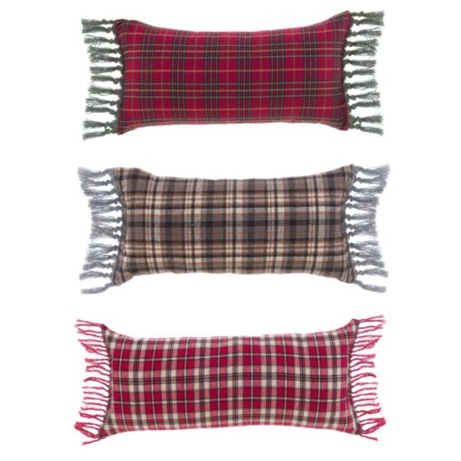 Cuscino Tartan Blanc Mariclo con frange 30x60 cm