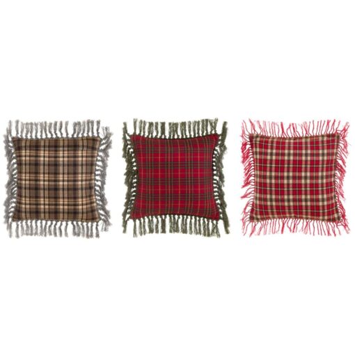 Cuscino Tartan Blanc Mariclo con frange 45x45 cm