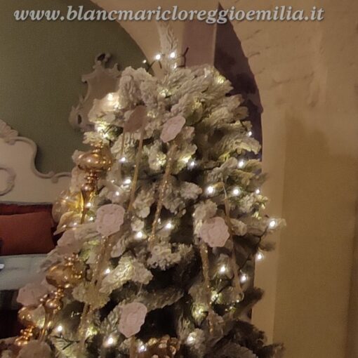 Decoro Blanc Mariclo in vetro glitterato con paillettes colore oro