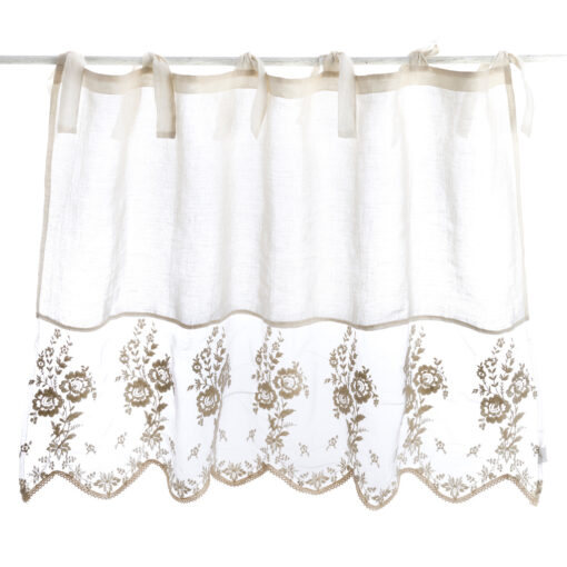 Mantovana ricamata misto lino Blanc Mariclo Dentelle Collection 140x85 cm