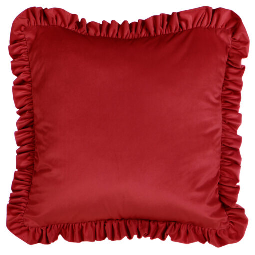 Cuscino rosso velluto con gale Blanc Mariclo Morbido Sonno Collection 45x45 cm