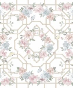 Tovaglia quadrata con gala Blanc Mariclo Floral Twist 180x180 cm