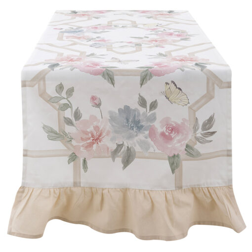 Runner con gala Blanc Mariclo Floral Twist 45x140 cm