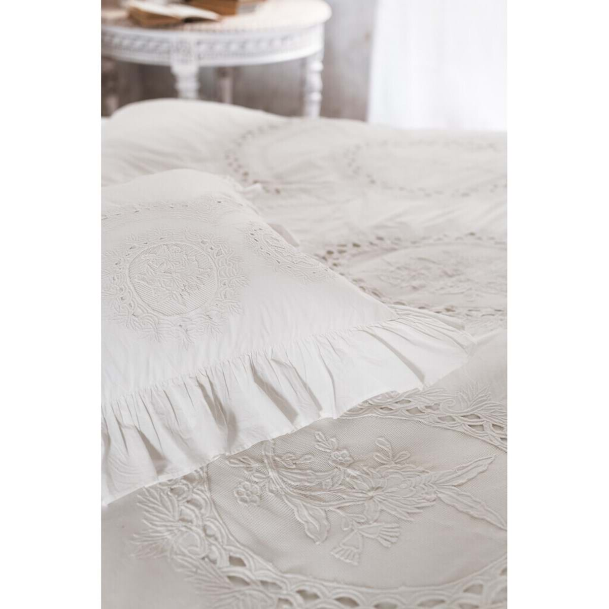 Cuscino con gala cm.45x45 completo di imbottitura Blanc Mariclò