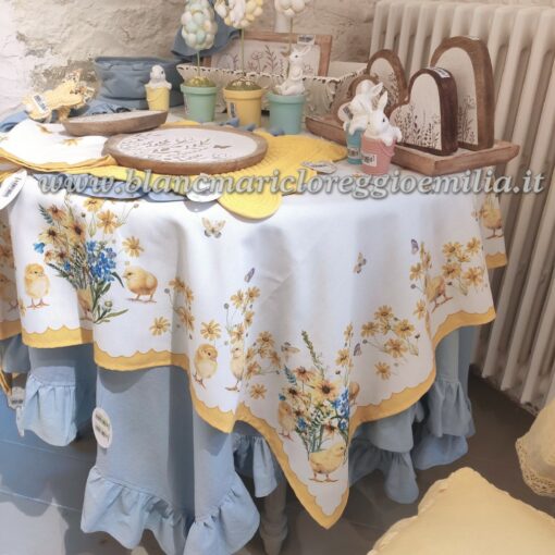 Tovaglia pulcini Blanc Mariclo Sweet Chick Collection 145x220 cm