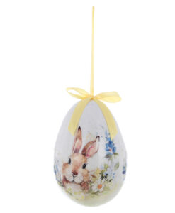 Decoro uovo di Pasqua Blanc Mariclo Aminta Coniglietto tra i fiori 10 cm