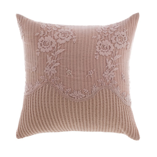 Cuscino con pizzo Blanc Mariclo Dentelle Collection Rosa Antico 45x45 cm