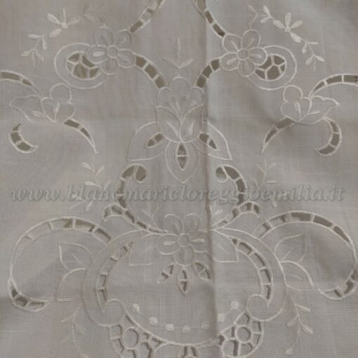 Tenda ricamata Blanc Mariclo Affetto Collection 150x290 cm Bianco