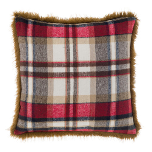 Cuscino Tartan con pelliccia Blanc Mariclo 45x45 cm