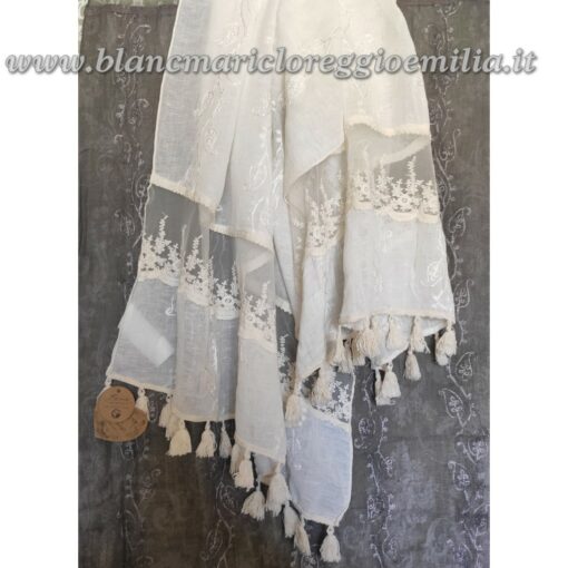 Stola con pizzo Blanc Mariclo Dentelle Collection Panna 70x180 cm