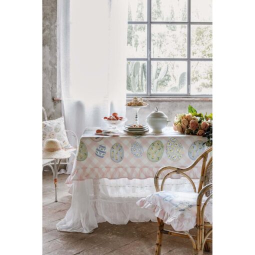 Tovaglia rettangolare con gala Blanc Mariclo Pretty Easter 170x260 cm