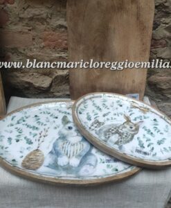 Set 2 Vassoi legno coniglietti Blanc Mariclo Zerlina Collection