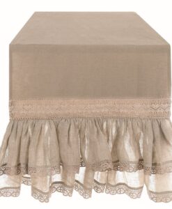 Runner misto lino con gale Blanc Mariclo Tiepolo Collection 50x140 cm Beige