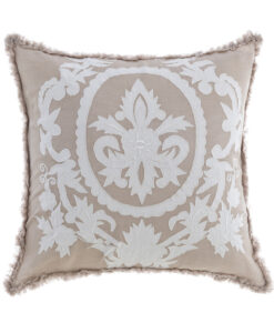 Cuscino lino ricamato con applicazioni Blanc Mariclo Dentelle 45x45 cm Beige