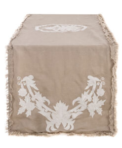 Runner lino ricamato con applicazioni Blanc Mariclo Dentelle Collection 45x150 cm Beige