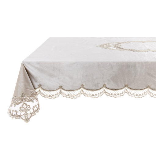 Tovaglia velluto con pizzo Blanc Mariclo Barocco Collection 160 x 300 cm Beige