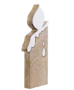 Decoro Candela legno Blanc Mariclo Calicanto H 26 cm