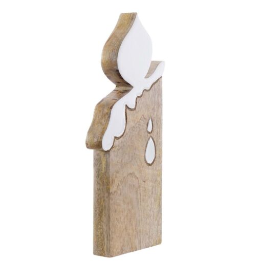 Decoro Candela legno Blanc Mariclo Calicanto H 26 cm