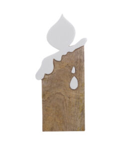 Decoro Candela legno Blanc Mariclo Calicanto H 26 cm