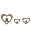 Set 3 decoro cuore legno Blanc Mariclo Agrifoglio H 29 cm