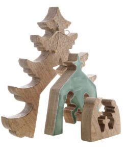 Albero legno con natività Blanc Mariclo Agrifoglio