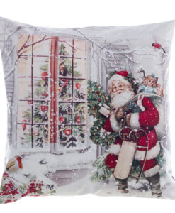 Cuscino velluto stampato su 2 lati Blanc Mariclo Babbo Natale 45x45 cm