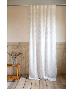 Tenda ricamata foglioline Blanc Mariclo Collection 140x290 cm Panna