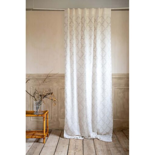 Tenda ricamata foglioline Blanc Mariclo Collection 140x290 cm Panna