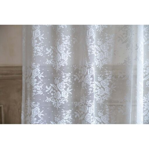 Tenda pizzo fiori e pois Blanc Mariclo Dentelle Collection 150x290 cm