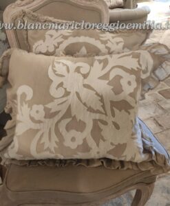 Cuscino lino ricamato con applicazioni Blanc Mariclo Dentelle 35x50 cm Beige