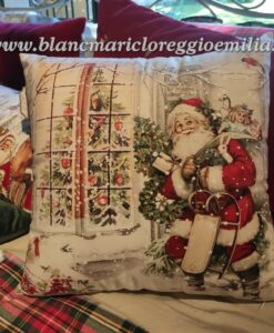 Cuscino velluto stampato su 2 lati Blanc Mariclo Babbo Natale 45x45 cm