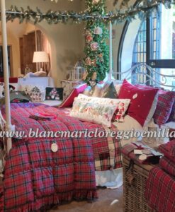 Trapunta matrimoniale tartan con gala più 2 copriguanciali Blanc Mariclo Montana Collection 370 gsm