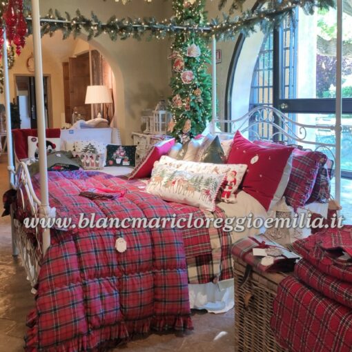 Trapunta matrimoniale tartan con gala più 2 copriguanciali Blanc Mariclo Montana Collection 370 gsm