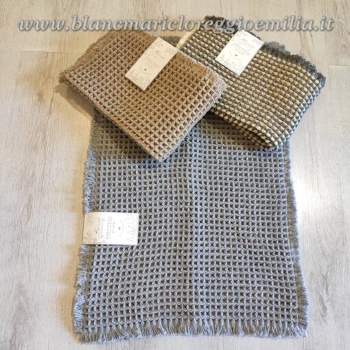 Tappeto rettangolare con antiscivolo Blanc Mariclò Waffle Collection 55x150 cm Grigio