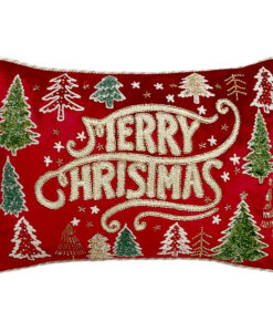 Cuscino natale Blanc Mariclo ricamato con perline 35 x 50 cm