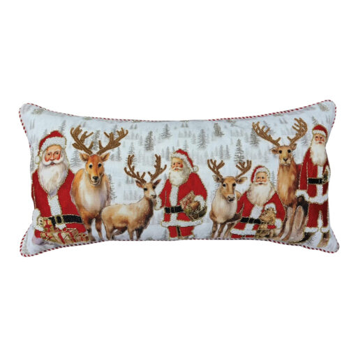 Cuscino Babbo Natale Blanc Mariclo ricamato con perline 35x60 cm